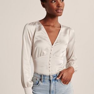 Long sleeve satin top